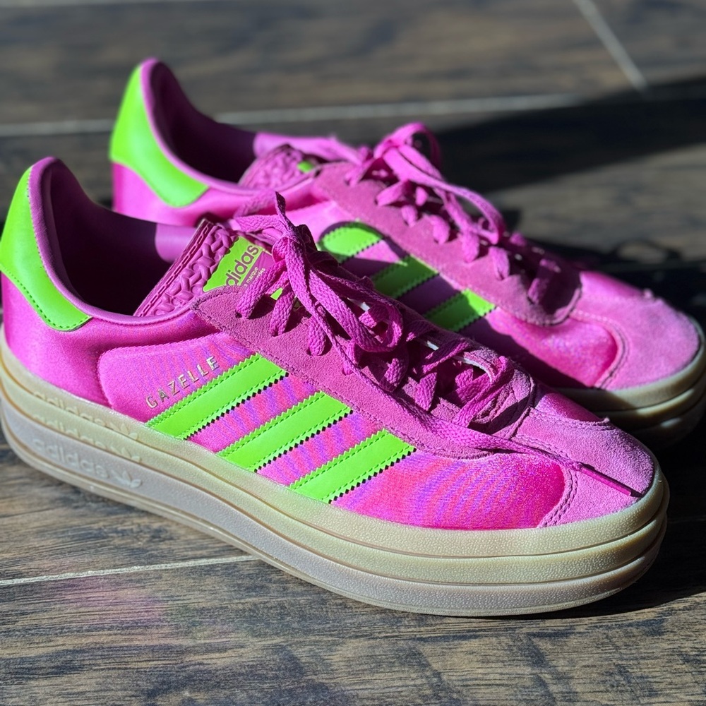 Adidas Gazelle Women's Sneakers in Pink and Lime - Picture 6 of 6